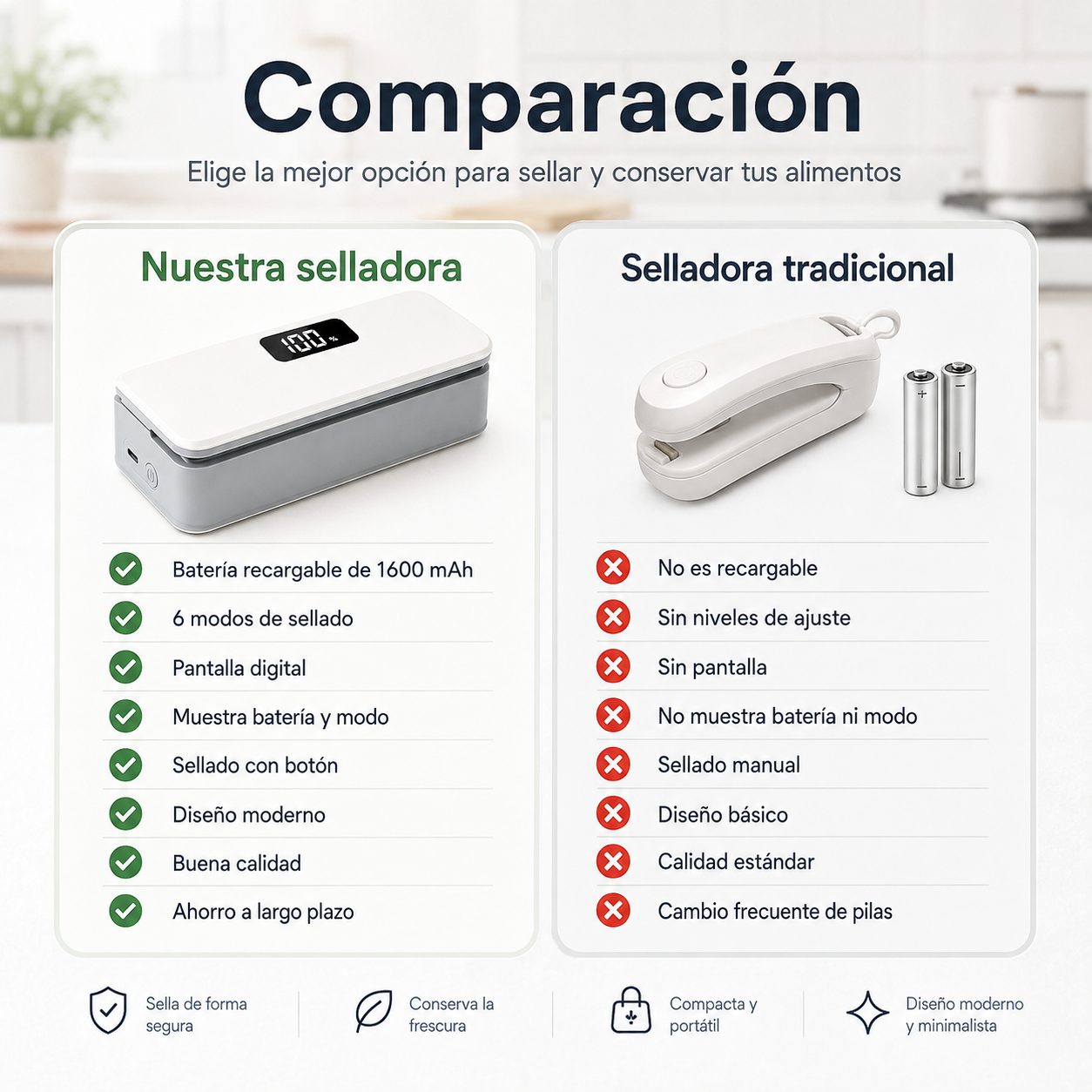 Mini Sellador de Bolsas Portátil Recargable