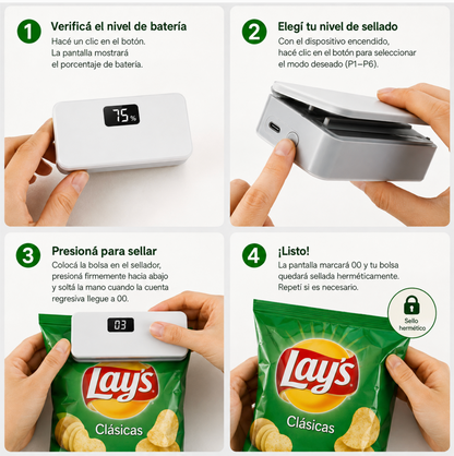 Mini Sellador de Bolsas Portátil Recargable