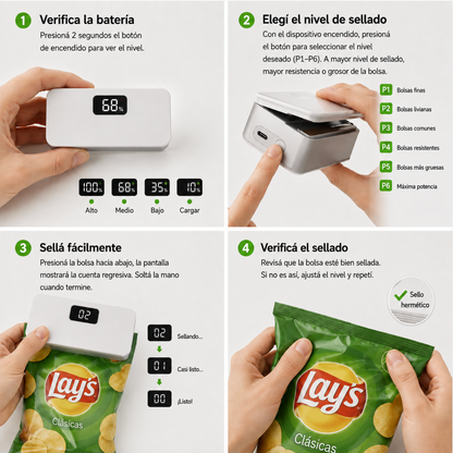 Mini Sellador de Bolsas Portátil Recargable