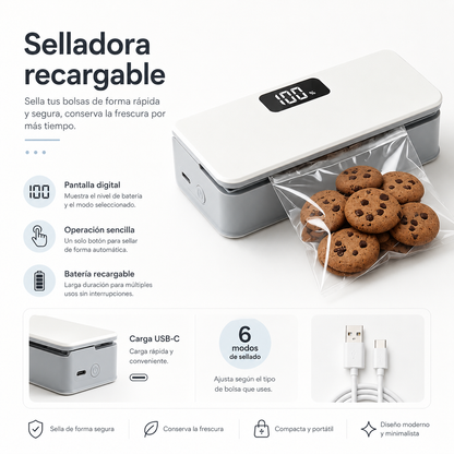 Mini Sellador de Bolsas Portátil Recargable