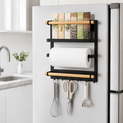 Estante organizador de acero inoxidable magnetico para heladera
