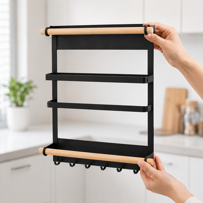 Estante organizador de acero inoxidable magnetico para heladera
