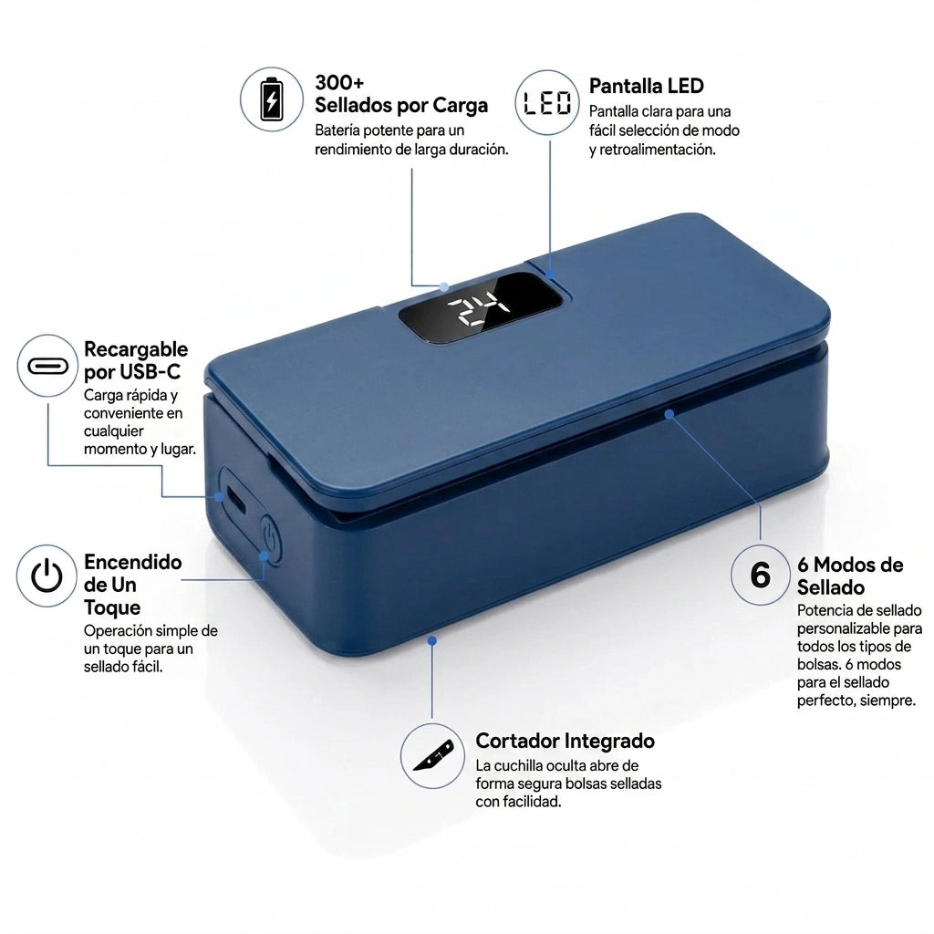 Mini Sellador de Bolsas Portátil Recargable