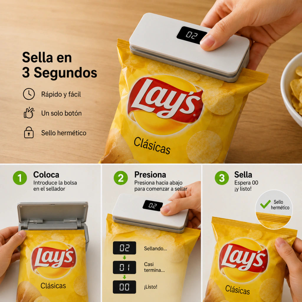 Mini Sellador de Bolsas Portátil Recargable